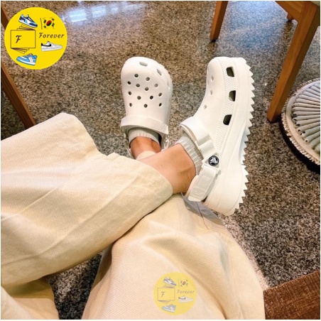 🇰🇷韓國連線購crocs classic hiker clogs 鋸齒 厚底 洞洞鞋 黑色 白色 可調節 魔鬼氈