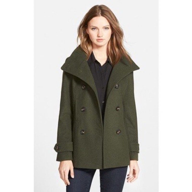 Thread &amp; supply 羊毛雙排釦大衣 墨綠（ 專櫃 百貨公司 品牌 代購 XS 美國 墨綠色 毛呢 大衣 外套