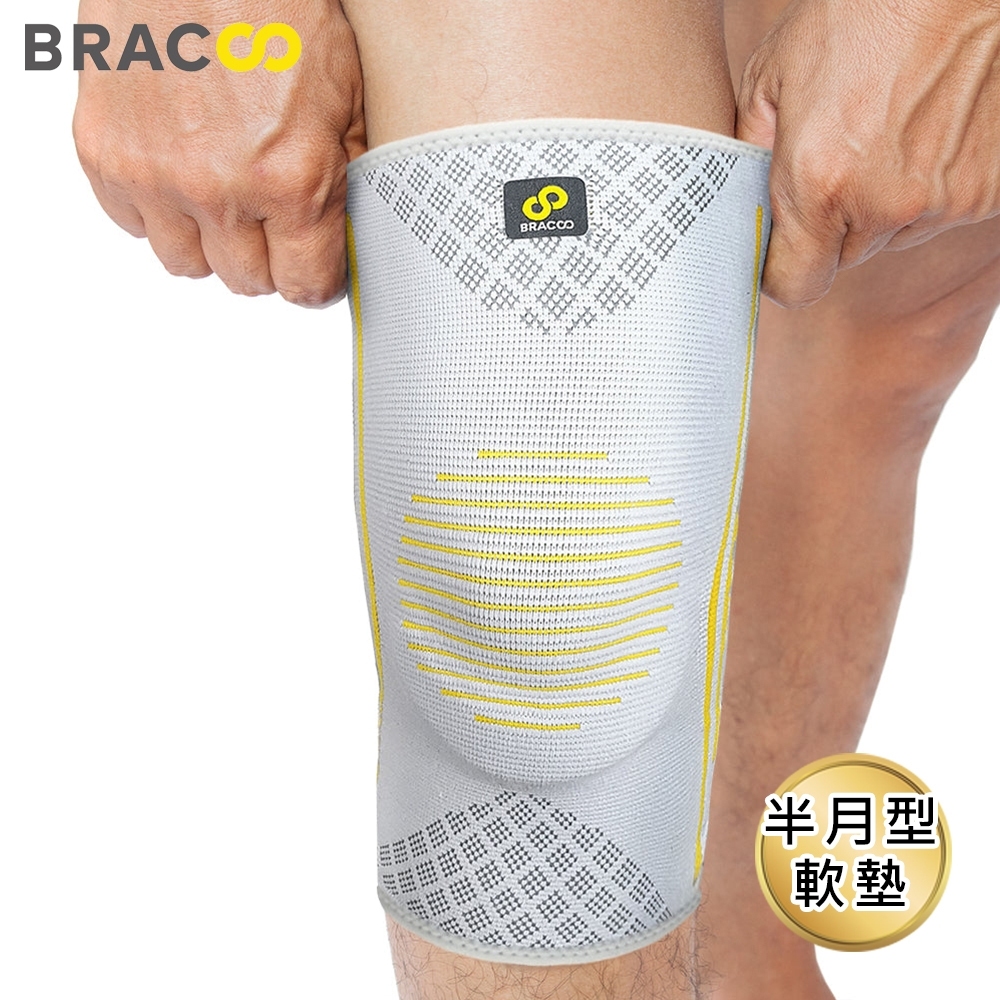 美國Bracoo 奔酷 半月型軟墊支撐透氣套筒護膝 KS91 S/M/L/XL 專業護具 透氣親膚材質