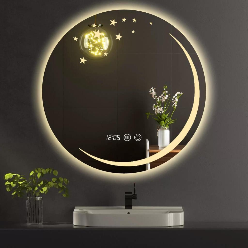 【MOYOU免運】新款圓鏡 不規則智能鏡 LED燈 三色光 化妝鏡 浴室鏡 除霧鏡 化妝鏡