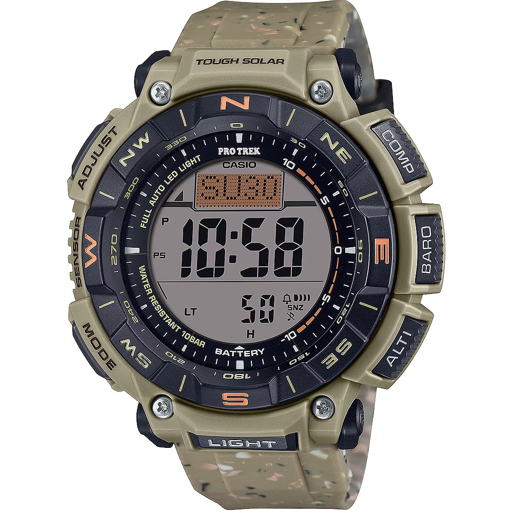 CASIO 卡西歐 PRO TREK  戶外運動太陽能環保手錶-黃 PRG-340SC-5