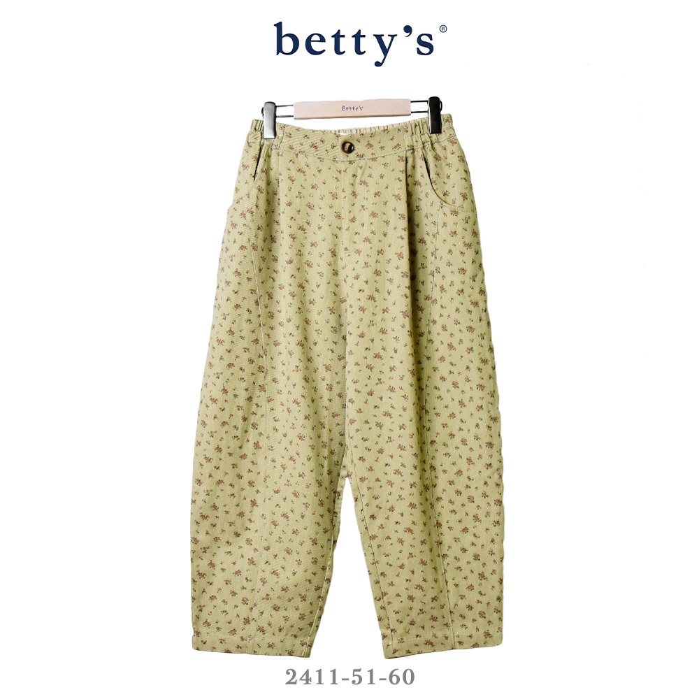 betty’s專櫃款(41)玫瑰印花剪裁拼接休閒褲(卡其)