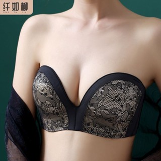 【厚薄可選】大碼無肩帶內衣 無鋼圈聚攏調整型 性感防滑收副乳文胸罩 婚紗禮服 隱形bra 平口內衣大尺碼 防滑內衣女