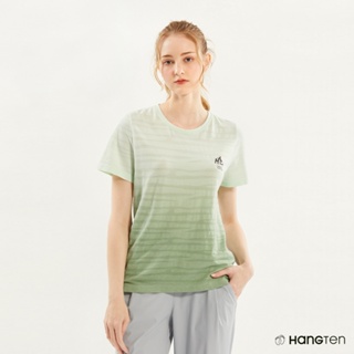 Hang Ten 女裝銅纖維無縫漸層透氣吸濕排汗短袖上衣(綠)