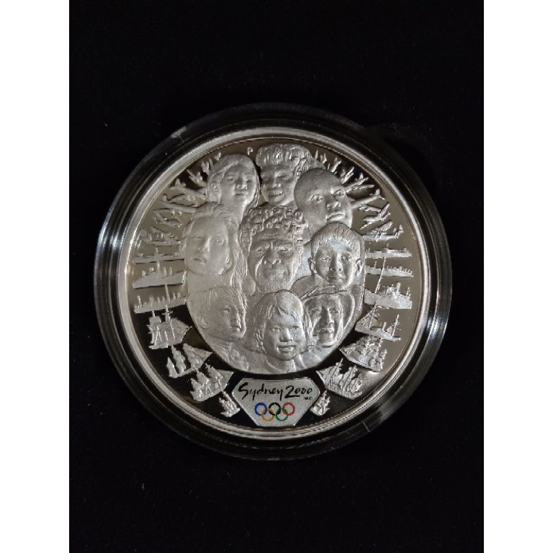 銀幣 紀念幣 2000 澳洲雪梨 奧運銀幣 999純銀 1盎司 附保證書 絨布盒 值得珍藏