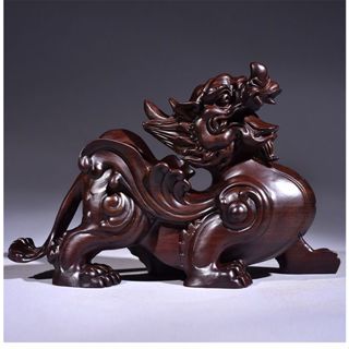 {破損包賠} 開光黑檀木雕 貔貅擺件一對 家居 客廳 玄關 辦公室裝飾 工藝品 店鋪開業送禮