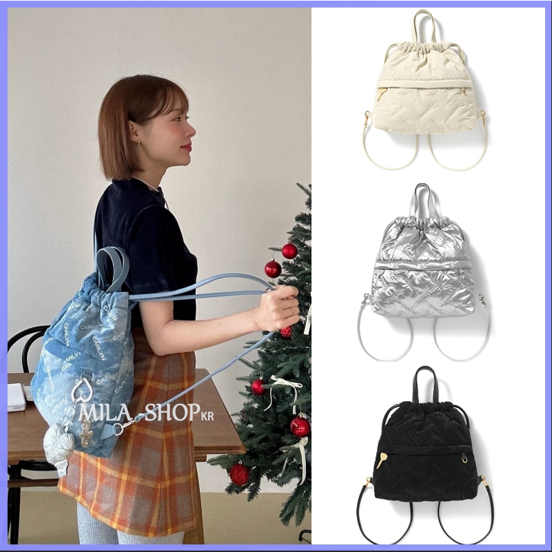 MILA 韓國直郵🇰🇷 韓國小眾設計師 Carlyn Twee Backpack 愛心鑰匙刺繡logo束口後背包 背包