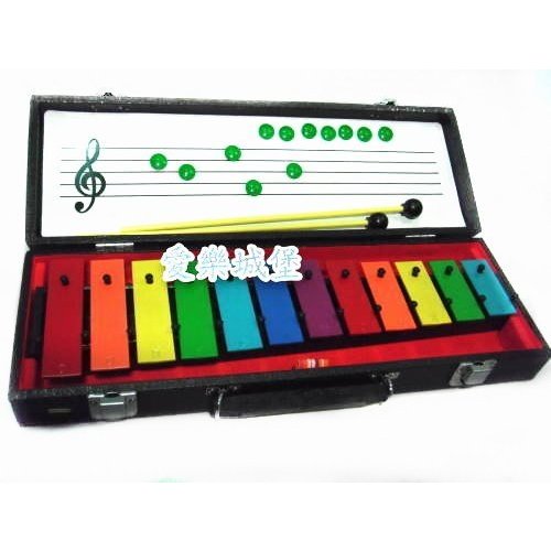 【愛樂城堡】奧福樂器=12音彩色音鐵琴~12音磚~附盒子.附磁鐵~幼兒奧福~台彎製造