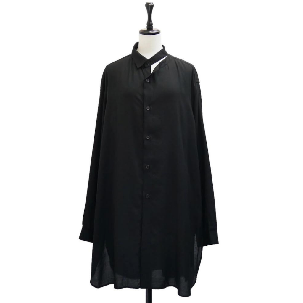 Yohji Yamamoto Collections 山本耀司 - 天絲不對稱領口剪裁長襯衫 長版 變形領 罩衫 外套