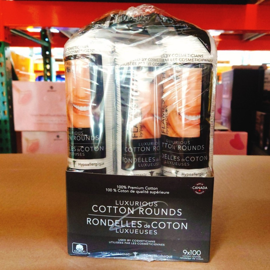 COSTCO代購 好市多 加拿大 DELON+ 進口化妝棉 100片 X 9 包 化妝棉 100% 純棉 濕敷 卸妝