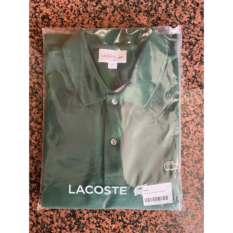 全新 基本款 法國 鱷魚 LACOSTE 標準綠色 綠色 合身版 POLO衫。現況如圖。尺寸：US:L號 FR:5號