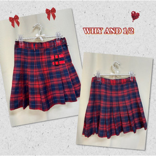 🎀WHY AND 1/2 紅色系英倫風蘇格蘭羊毛百褶裙9號AWA0459 二手極新