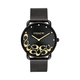 COACH | 晶鑽銀C字 黑金色款 米蘭錶帶 女錶 14504340