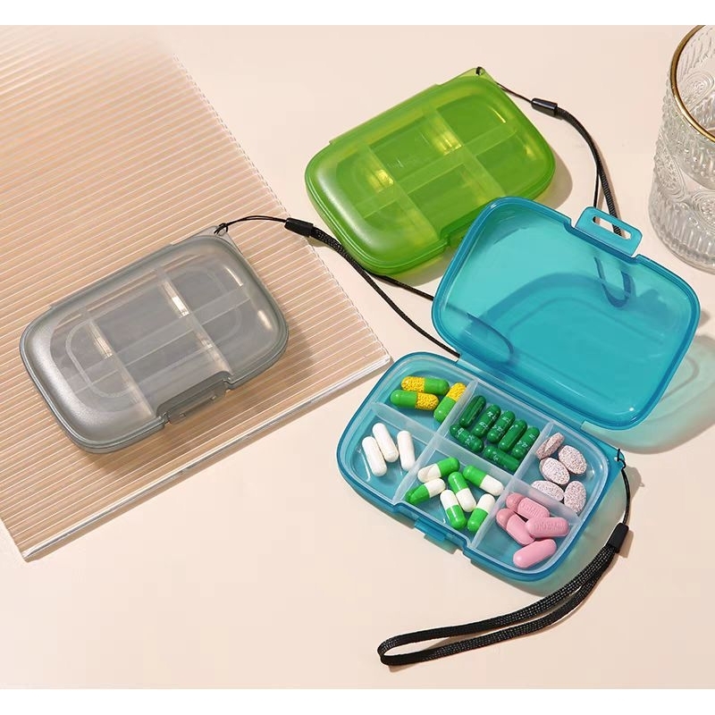 💊💊💊便攜藥盒#出差小藥盒#帶繩塑膠6格小藥盒#出差旅行收納盒藥物# 一週六格藥盒#收納小盒#保健食品盒