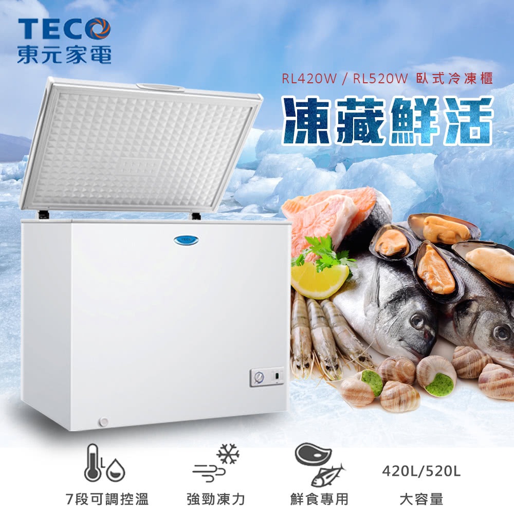 【TECO東元】RL520W 520公升 上掀式冷凍櫃