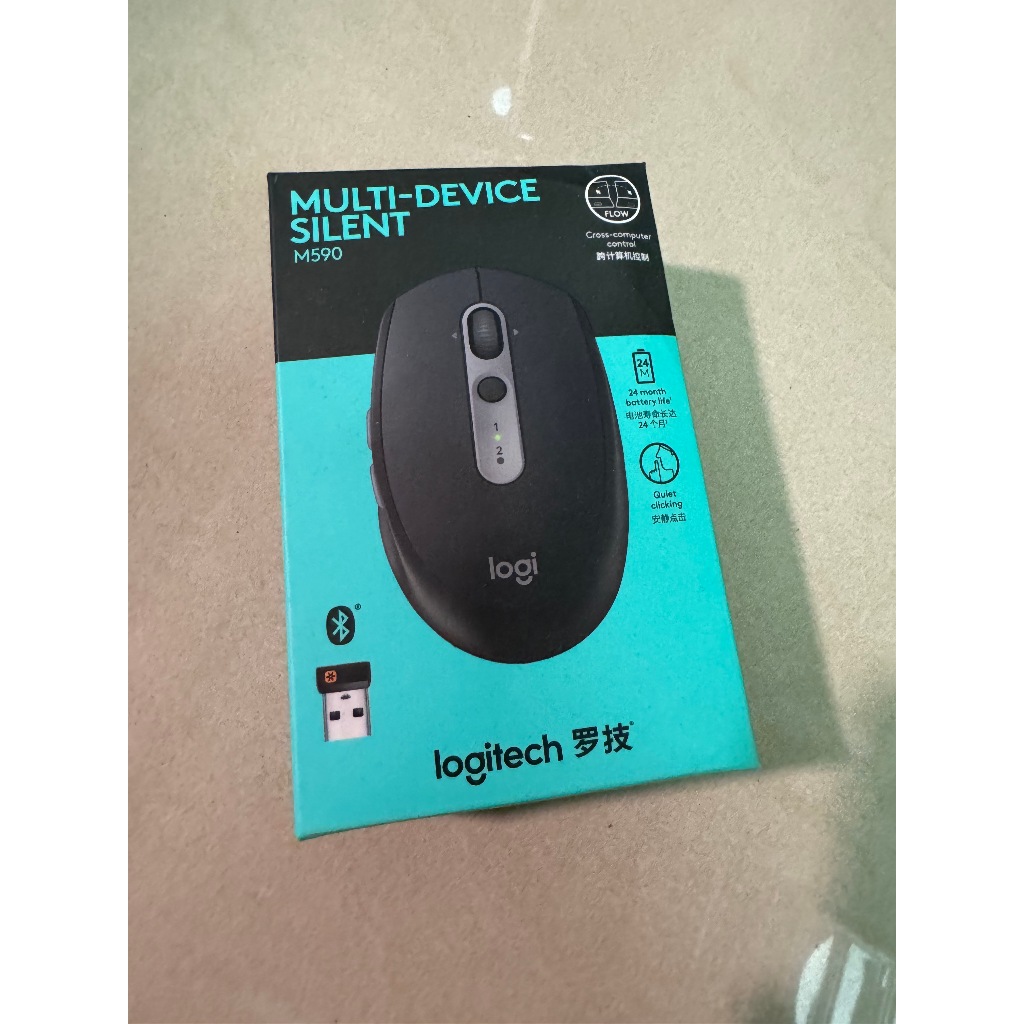 【全新】Logitech 羅技無線滑鼠 M590 黑色靜音滑鼠 多設備 藍牙連接器兩用