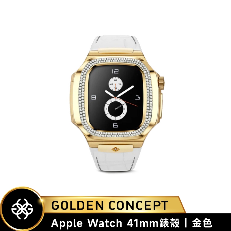 Golden Concept Apple Watch 41mm 金錶框 白皮革錶帶 WC-ROLMD41-G