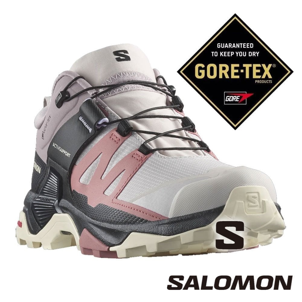 【SALOMON 法國】女低筒登山鞋GT X ULTRA 4『灰/酒紅/杏奶棕』474540 登山鞋 健行鞋 多功能鞋