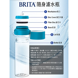 【悠閒小舖】德國BRITA Fill&Go 隨身濾水瓶 600ml(含一芯)(全新)(綠色)