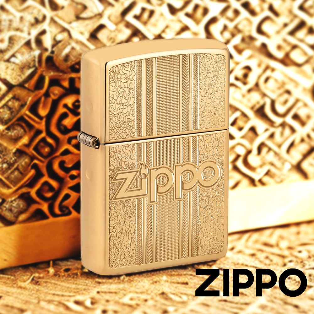 ZIPPO 復古黃銅紋路設計防風打火機 29677 裝飾紋路設計 經典標誌更彰 顯出歷史價值 復古不敗 終身保固