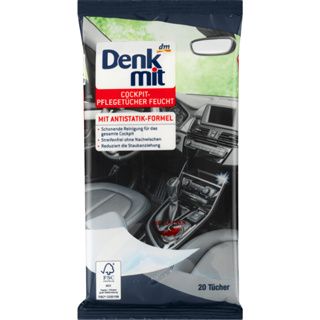 德國dm Denkmit 汽車養護濕巾 20入/包 專為汽車內部人工材質設計 拋棄式 防靜電 除塵 香味清新