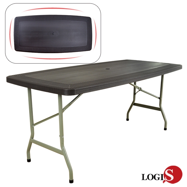 LOGIS-輕生活籐紋船型折合桌FT-172 折合桌 輕便桌 172*83CM