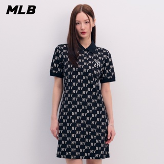 MLB 連身裙 長版上衣 POLO洋裝 Monogram系列 紐約洋基隊(3FOPM0143-50BKS)【官方旗艦店】