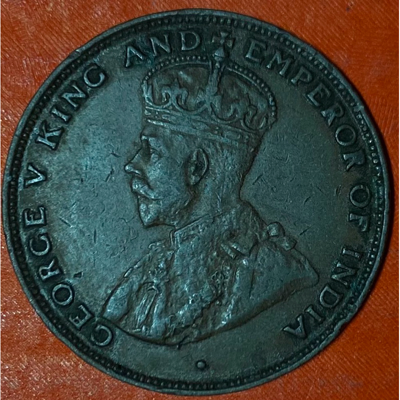 亞洲錢幣、香港🇭🇰流通幣一枚、（F0381）、1分（舊）、27.6mm、青銅、7.5g、1924年。