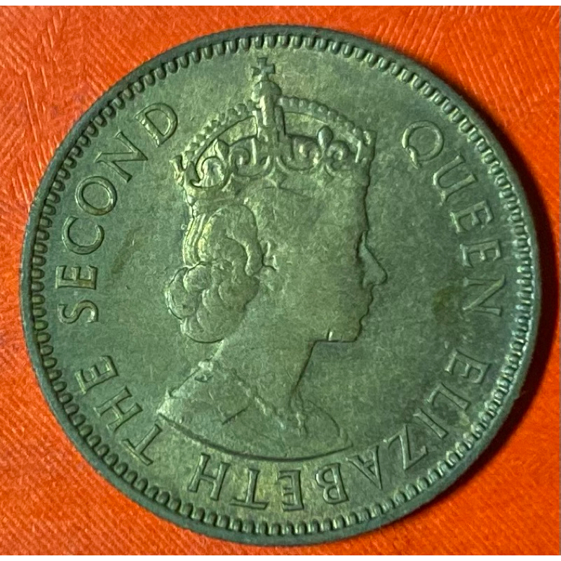 亞洲錢幣、香港🇭🇰流通幣一枚、（F0389）、一毫（10分）（舊）、20.5g、鎳黃銅、4.46g、1958年。