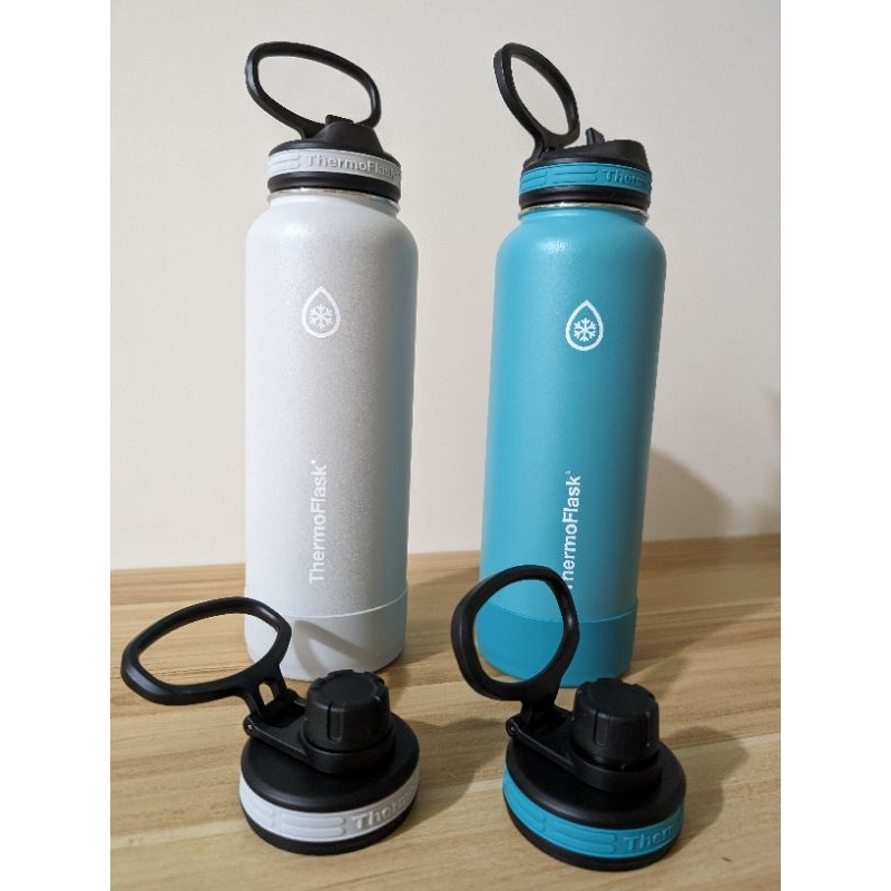 ThermoFlask 不鏽鋼保冷瓶1.2公升 / 灰白色單瓶販售 / 直飲式和吸管式 兩款瓶蓋都會附給您喔~