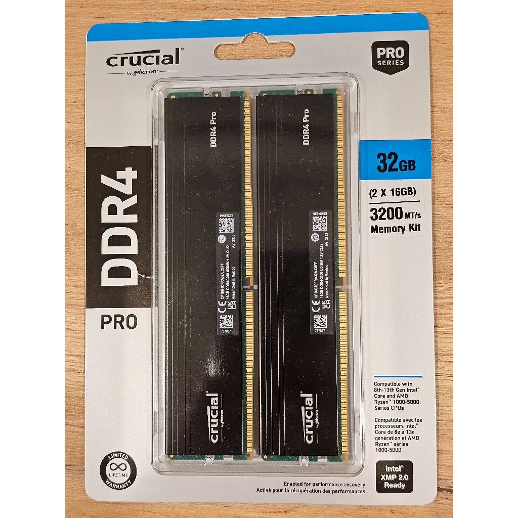 [全新品] 美光記憶體 Micron Crucial DDR4 3200 16GB*2 雙通道