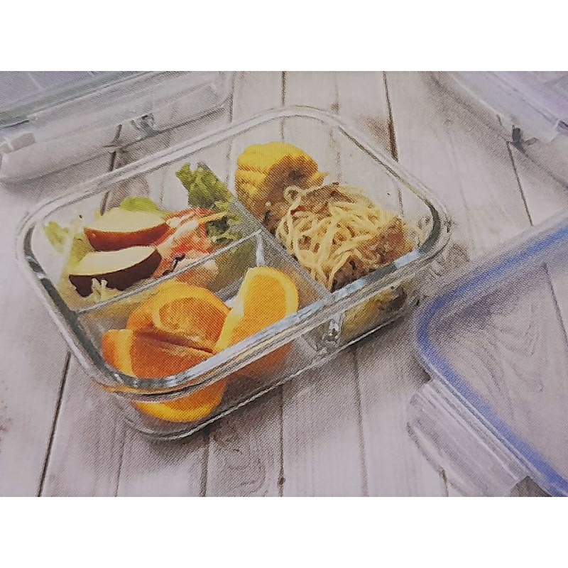 微波加熱餐盒可選用耐熱玻璃T型三格入便當盒 飯盒 台灣製 分隔設計食物不串味可入飯菜輕食可微波或烤箱加熱電鍋蒸經濟便民