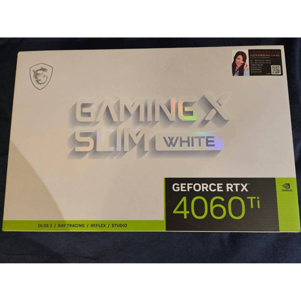MSI微星 RTX4060Ti GAMING X SLIM WHITE 16G 顯示卡