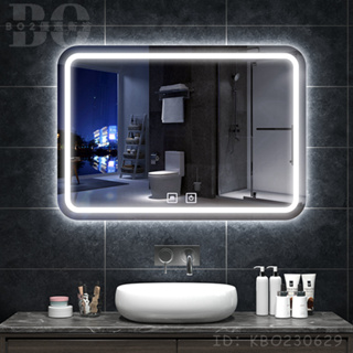 【破損包賠】方形智能led燈智能浴室鏡子智能鏡浴鏡壁掛帶燈高清防霧廁所鏡感應掛牆鏡BO89