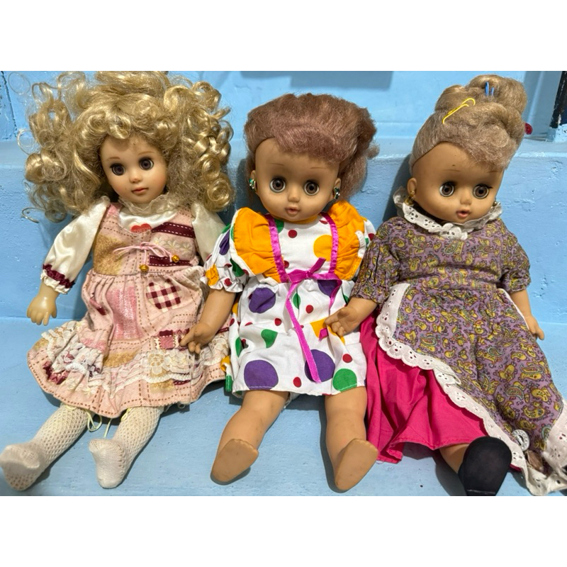 （3個合售）70-80年代 懷舊 早期老娃娃 眨眼娃娃 玩偶 布偶 軟塑膠頭