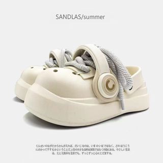 還不晚 韓版洞洞鞋女 厚底增高 軟底大頭拖鞋 涼拖鞋 沙灘鞋 平底涼拖鞋 開車拖鞋 eva拖鞋 一腳蹬懶人鞋 情侶拖鞋