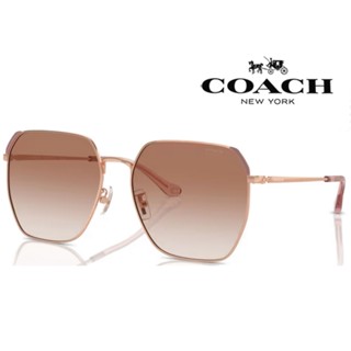 【原廠公司貨】COACH 亞洲版 時尚金屬大鏡面太陽眼鏡 典雅簡約設計 HC7165D 933113 玫瑰金框漸層鏡片