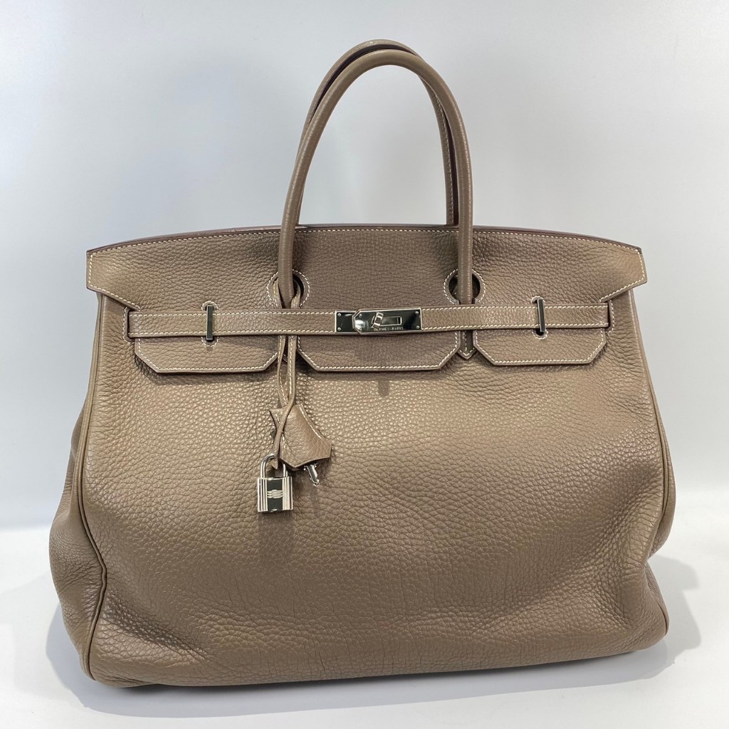 HERMES 愛馬仕 □N刻 大象灰 BIRKIN 40 銀釦  精品包 手提包 時尚 單品 柏金包