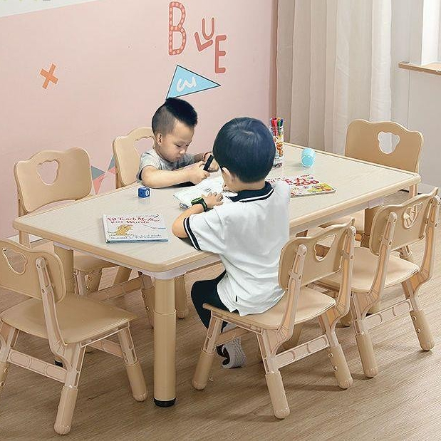 ♠✔兒童桌椅套裝幼兒園桌可涂鴉長方形實木桌升降家用寶寶早教學習桌