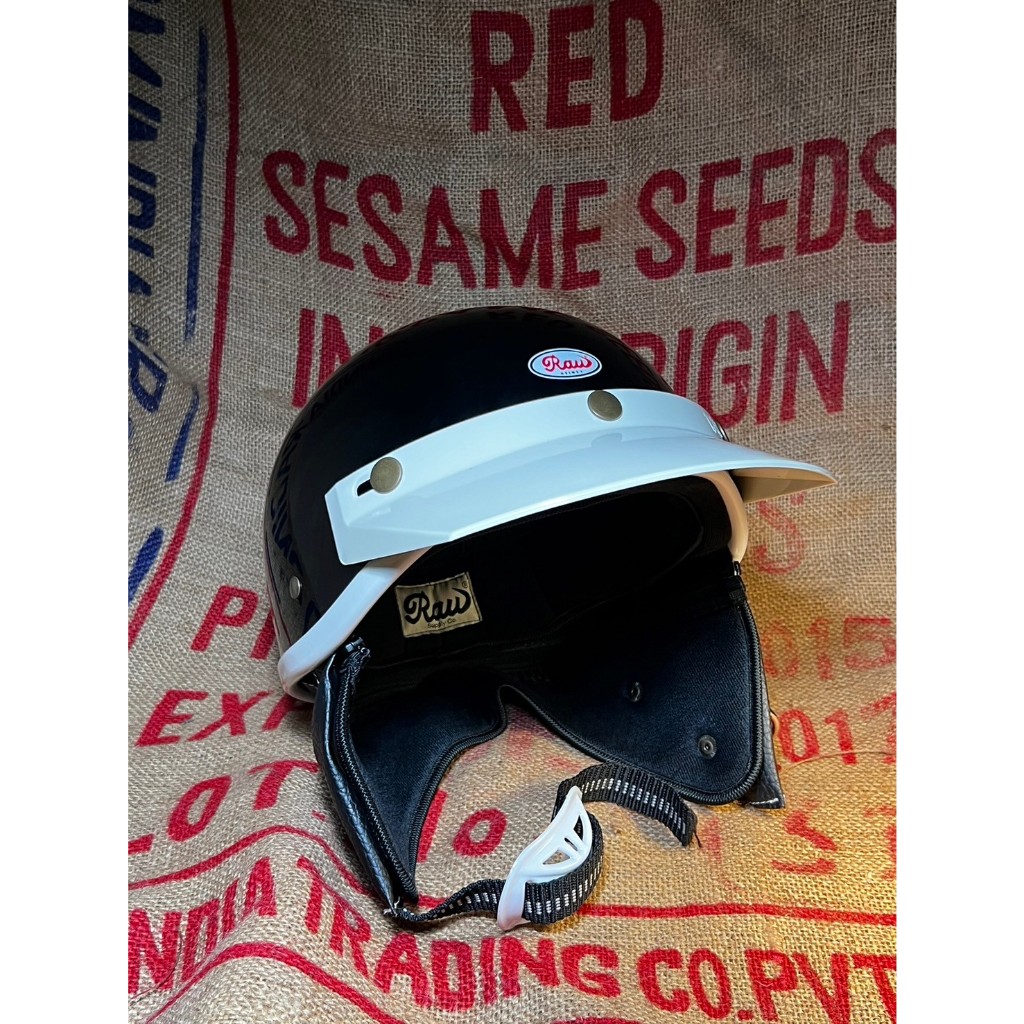 Raw Helmet - Soti  日式 半罩 安全帽 黑帽 白邊條 ( 夏季 偉士牌 經典 復古可拆式耳罩 ) 獨家