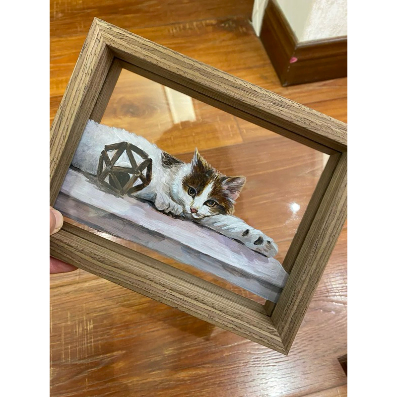 客製寵物貓狗手繪玻璃紀念擺畫