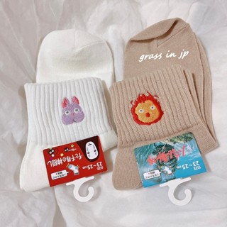 【小草日貨】現貨 日本 宮崎駿 羅紋大頭刺繡襪子/短襪 卡西法 寶寶鼠 霍爾的移動城堡 小少爺 神隱少女