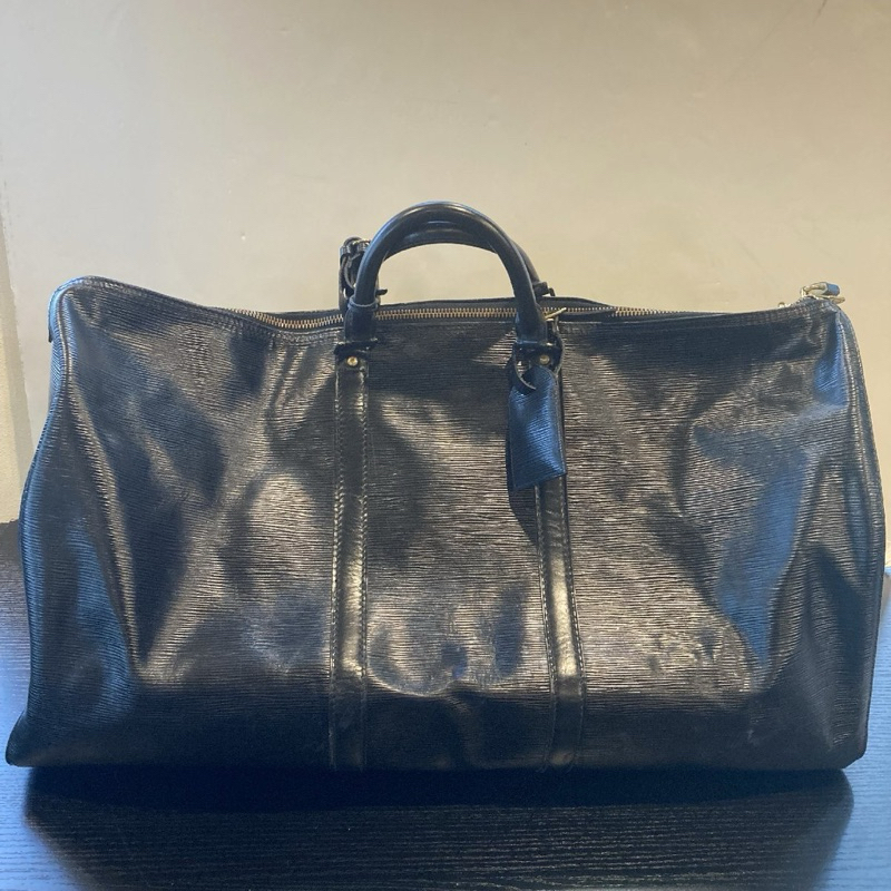 日本二手Louis Vuitton路易威登黑色水波紋60旅行袋 LV旅行袋 LV旅行包 LV行李袋vintage