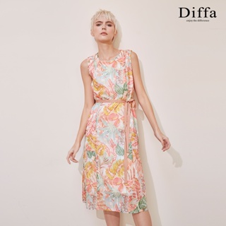 【Diffa】歐風典雅粉綠花背心連身洋裝4768-1705