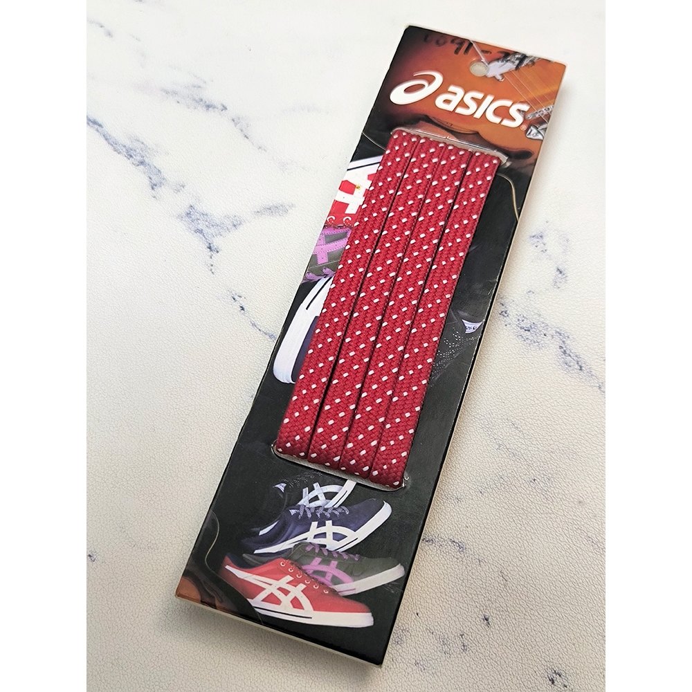 全新✨【ASICS】 亞瑟士 扁平鞋帶 運動鞋帶❤️紅底白點