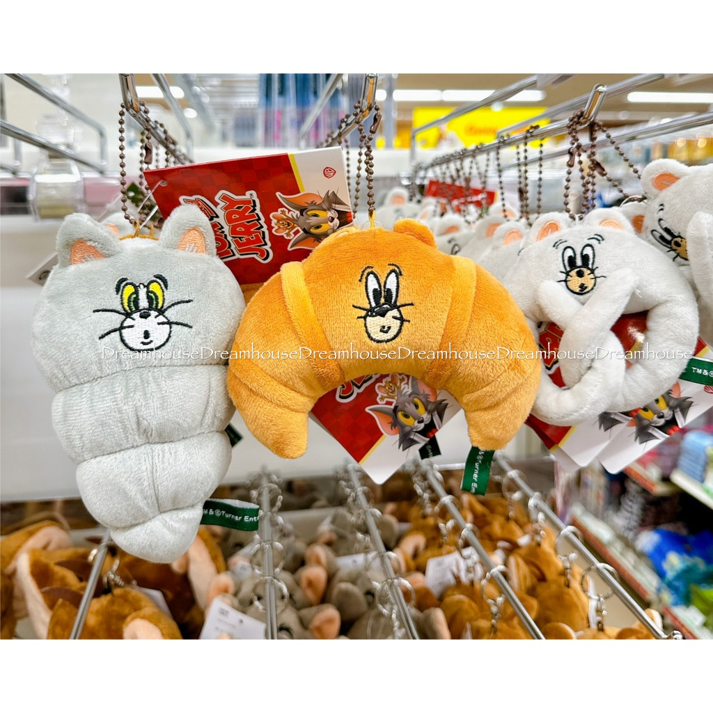 日本帶回 TOM&amp;JERRY 湯姆貓與傑利鼠 湯姆貓 傑利鼠 小不點 牛角麵包系列吊飾 絨毛娃娃 吊飾娃娃 鑰匙圈 玩偶