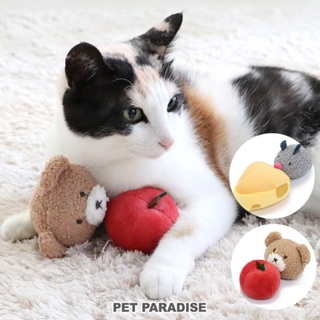 【PET PARADISE】寵物震動搖擺玩具/2款〔老鼠x起司 / 小熊x蘋果〕｜PP CAT系列2024新款 貓咪玩具