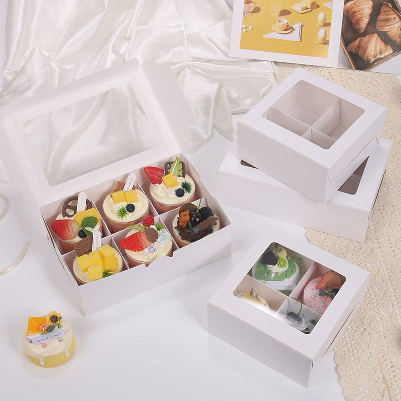 Z🎁24H出貨🎁 開窗透明4粒6粒杯子蛋糕禮盒 蛋黃酥禮盒 打包盒 白色六宮格盒子 下午茶甜品包裝盒