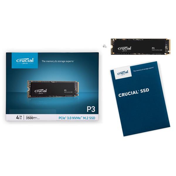 量販價2片*Micron Crucial P3 4000GB ( PCIe M . 2 ) SSD  4TB 5年保固