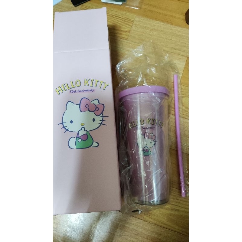 夢時代來店禮 hello kitty 透明飲料杯 700ml